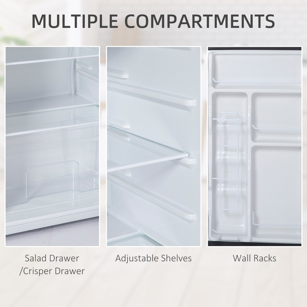 Mini-réfrigérateur HOMCOM de 3,2 pi³ avec congélateur, réfrigérateur compact à une porte avec thermostat réglable