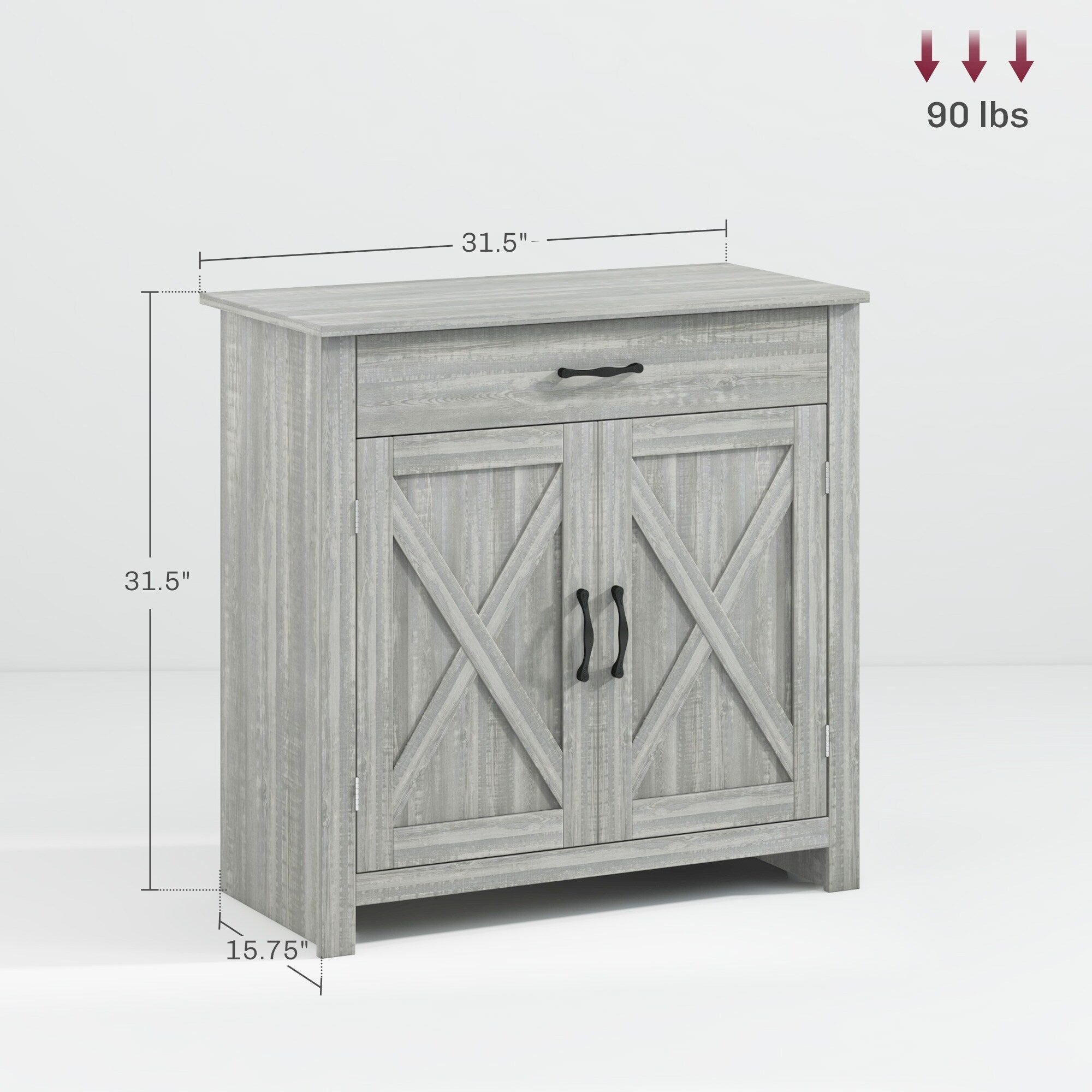 HOMCOM 32 Farmhouse Barn Door Style Sideboard Cabinet,Buffet Storage Cabinet Coffee Bar for Living Room or Entryway