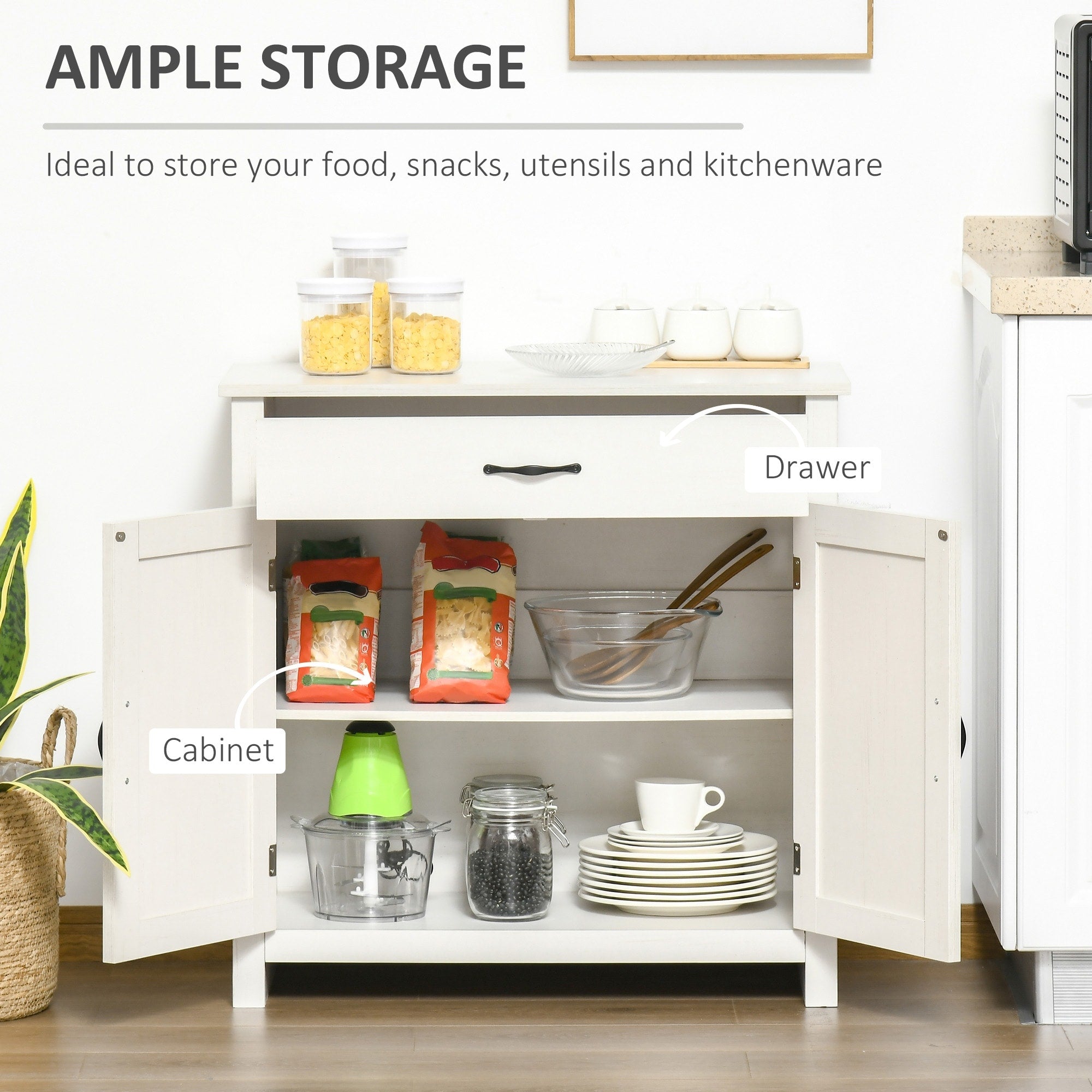 HOMCOM 32 Farmhouse Barn Door Style Sideboard Cabinet,Buffet Storage Cabinet Coffee Bar for Living Room or Entryway