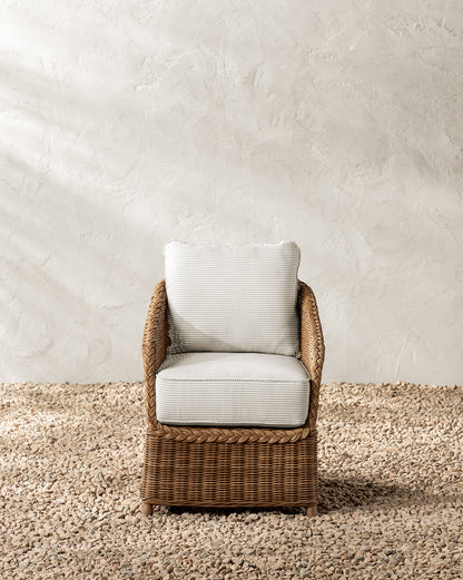Chaise de salle à manger d'extérieur Haviland avec rayures taupe et plantes vivaces