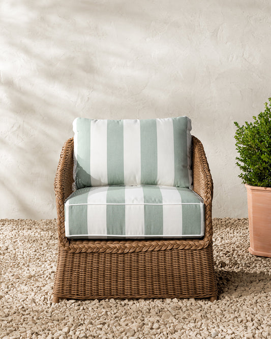 Chaise longue d'extérieur Haviland avec coussins rayés