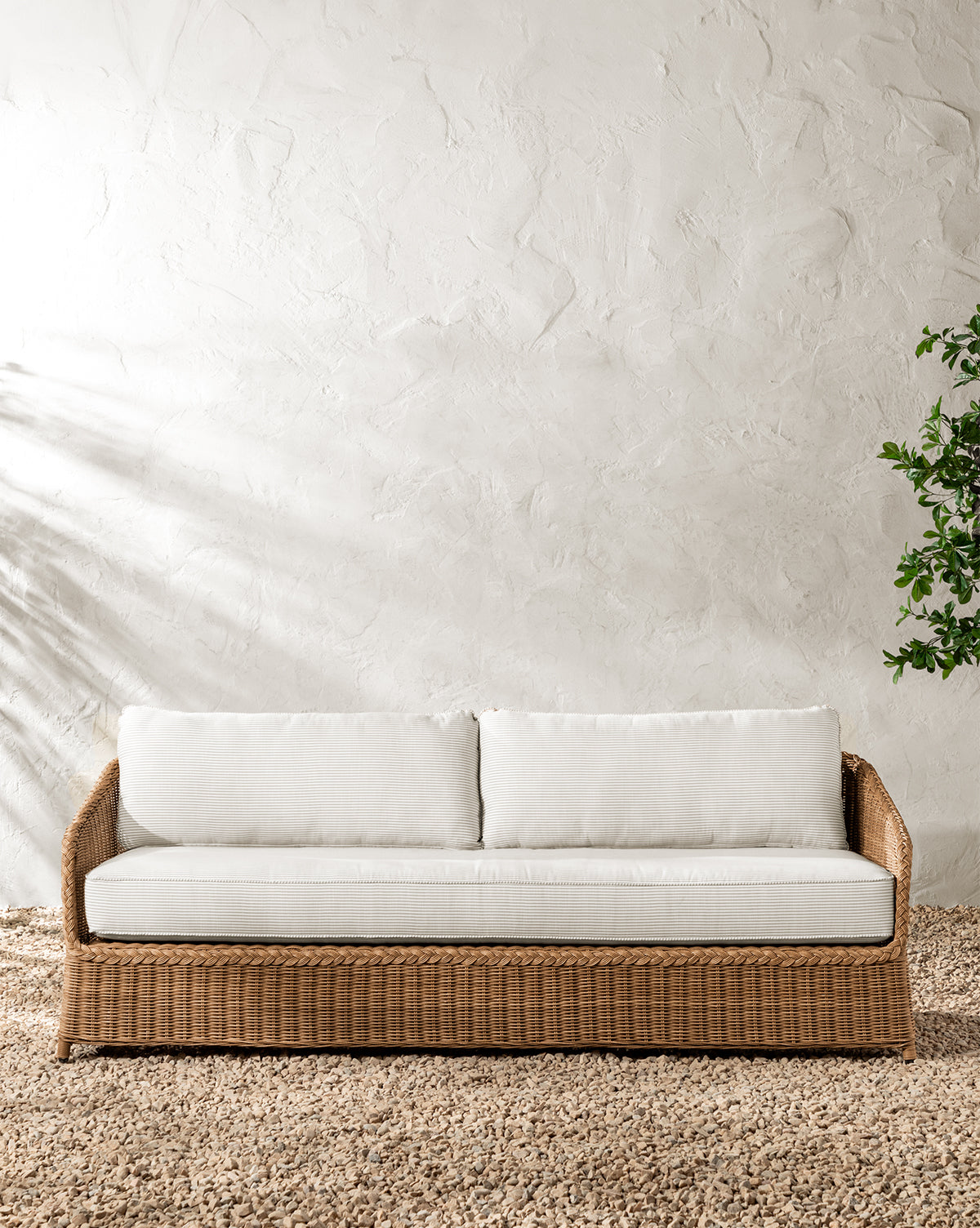 Canapé d'extérieur Haviland avec vivaces à rayures taupe 88