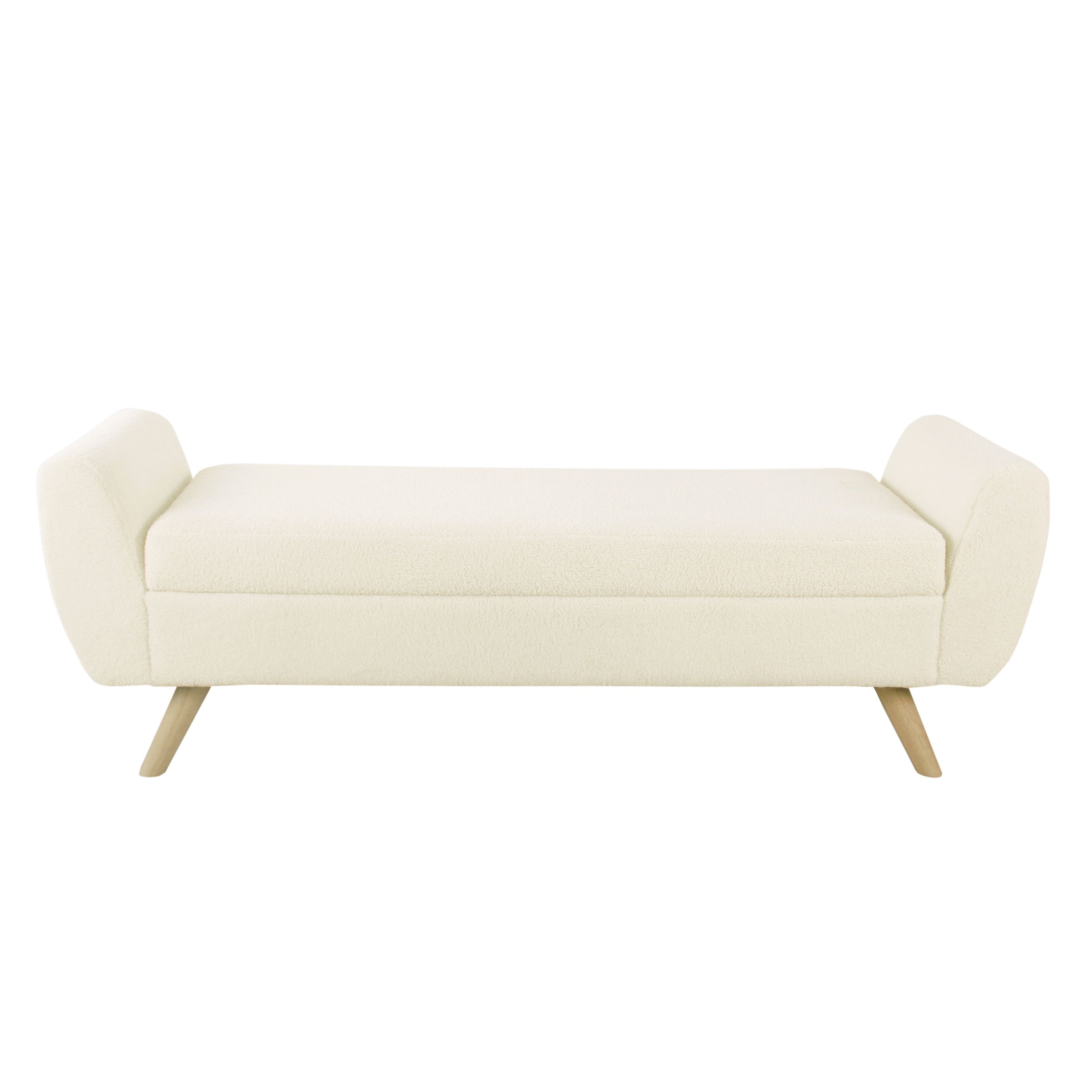 HomePop Modern Sherpa Storage Bench with Wood Legs