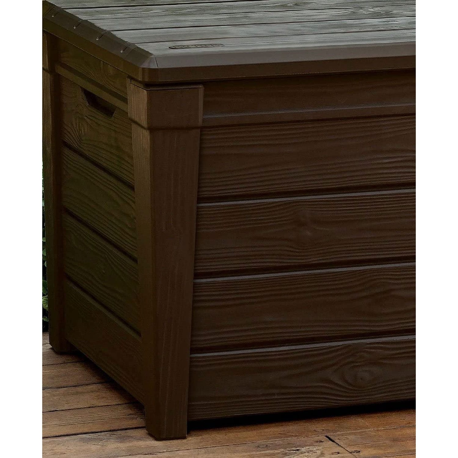 Keter Brightwood 120gal Weatherproof Resin Patio Deck Storage Box Bench, Brown - 40
