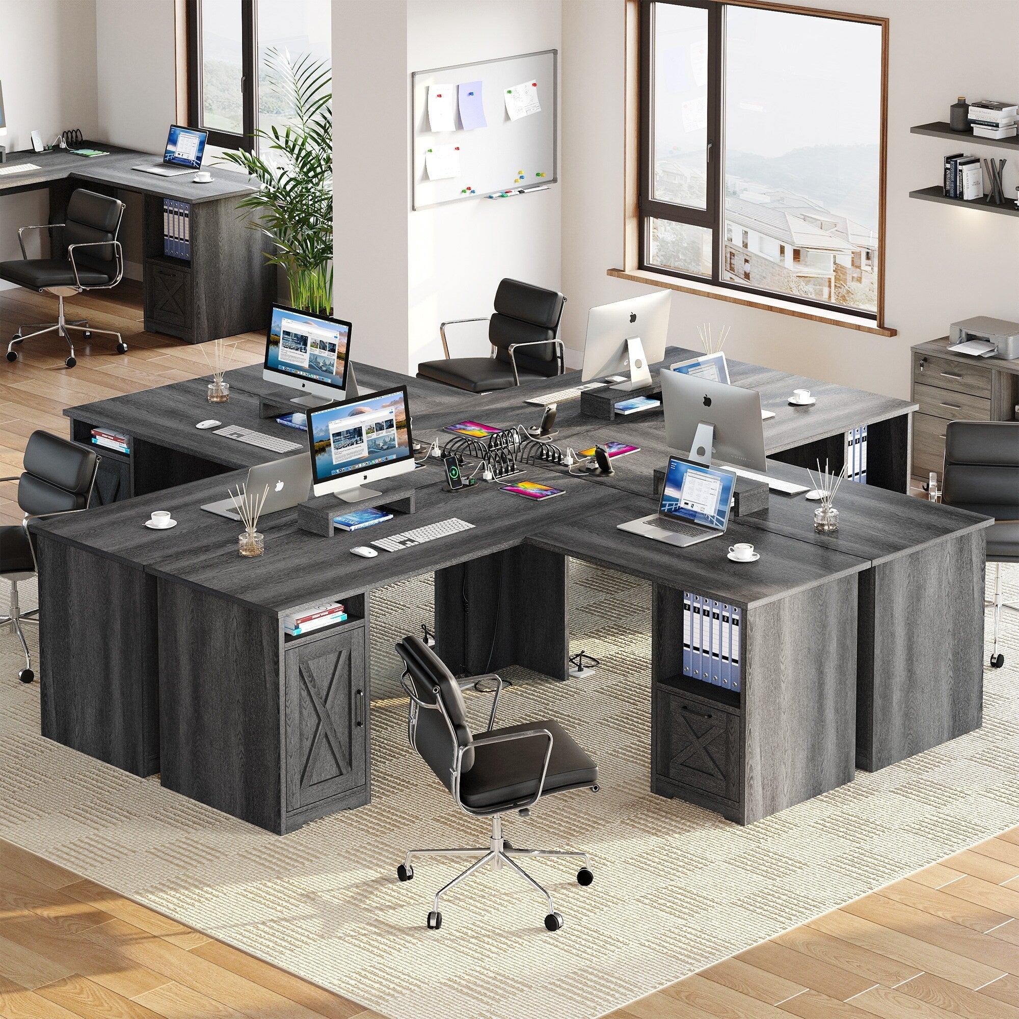 Moasis L Shaped Gaming Desk 59-Inch Computer Corner Desk with Monitor Stand