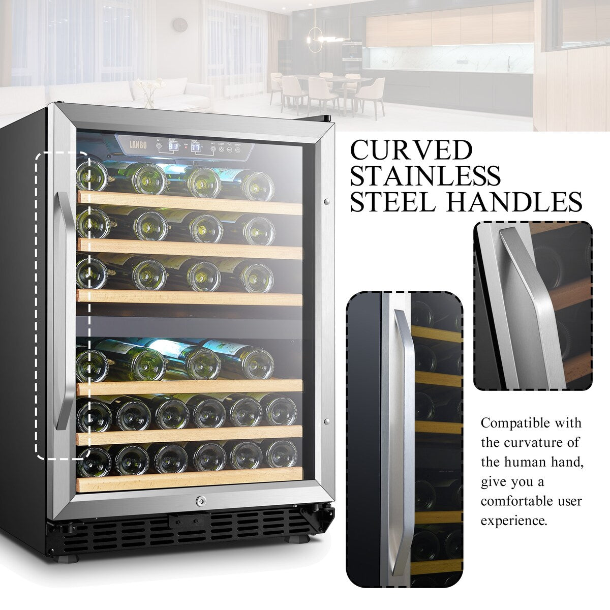Lanbo 24 Inch Built-in Dual Zone Compressor Wine Cooler, 44 Bottle