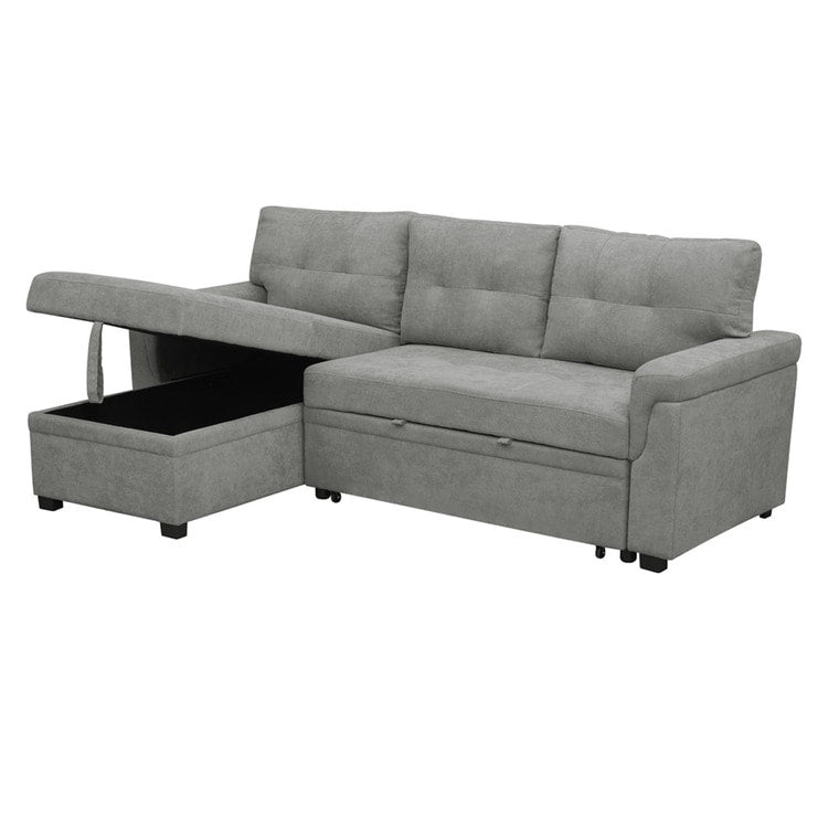Canapé sectionnel convertible réversible avec lit gigogne, méridienne avec rangement dissimulé et pieds robustes