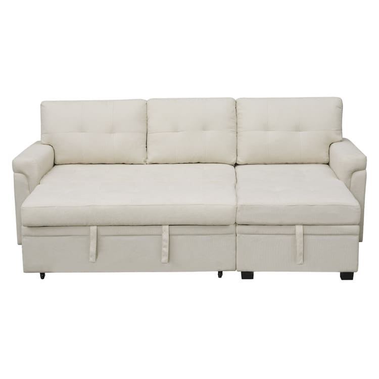 Canapé sectionnel convertible réversible avec lit gigogne, méridienne avec rangement dissimulé et pieds robustes