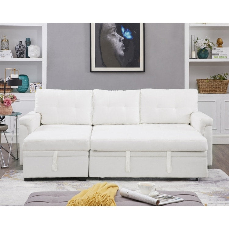 Canapé sectionnel convertible réversible avec lit gigogne, méridienne avec rangement dissimulé et pieds robustes