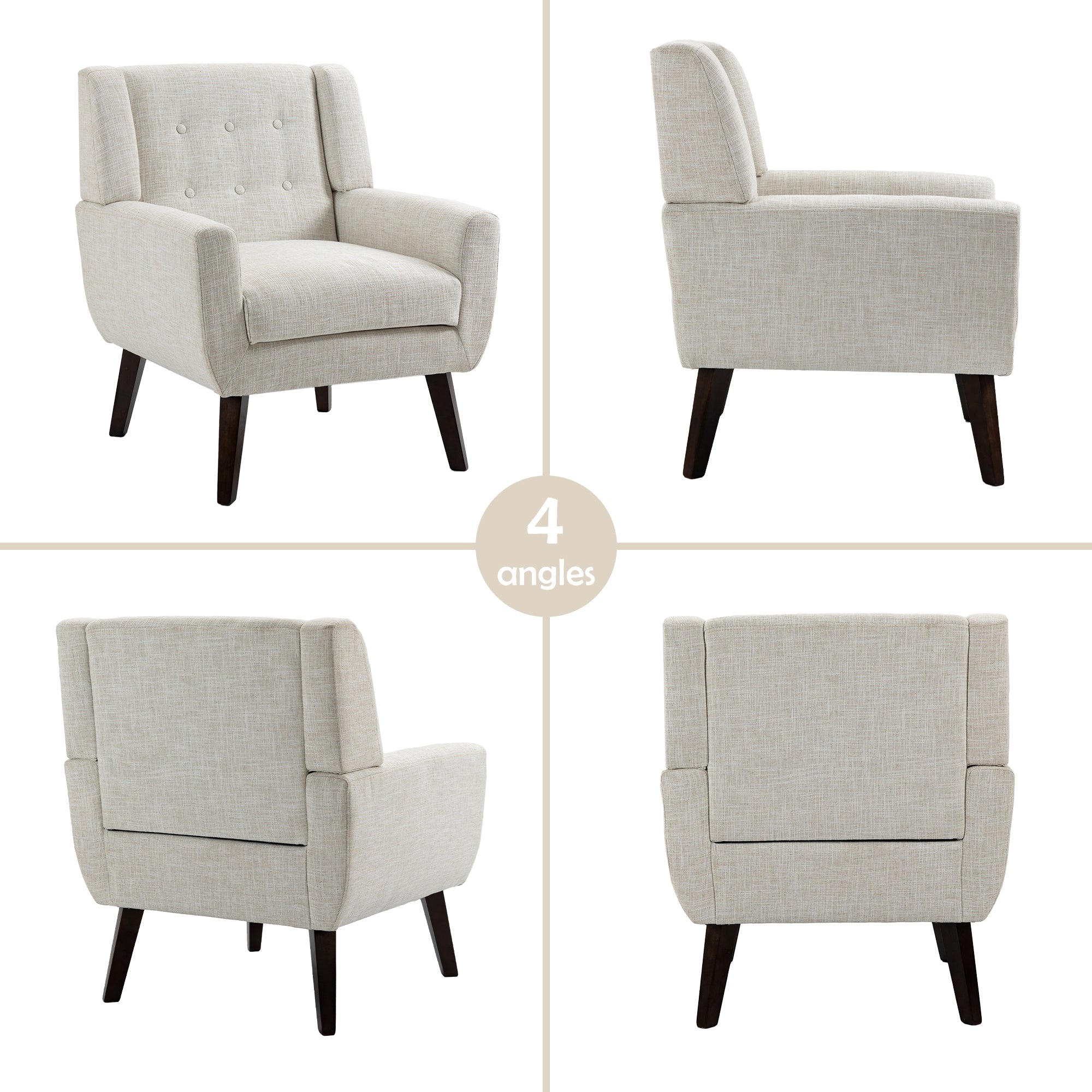 Fauteuil d'appoint moderne en tissu aspect coton/lin