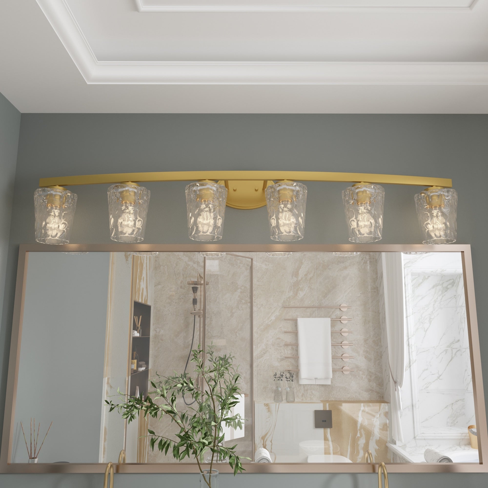 Mid-century Modern 6-light LED Dimmable Bathroom Vanity Light with Art Glass - 51 inches
