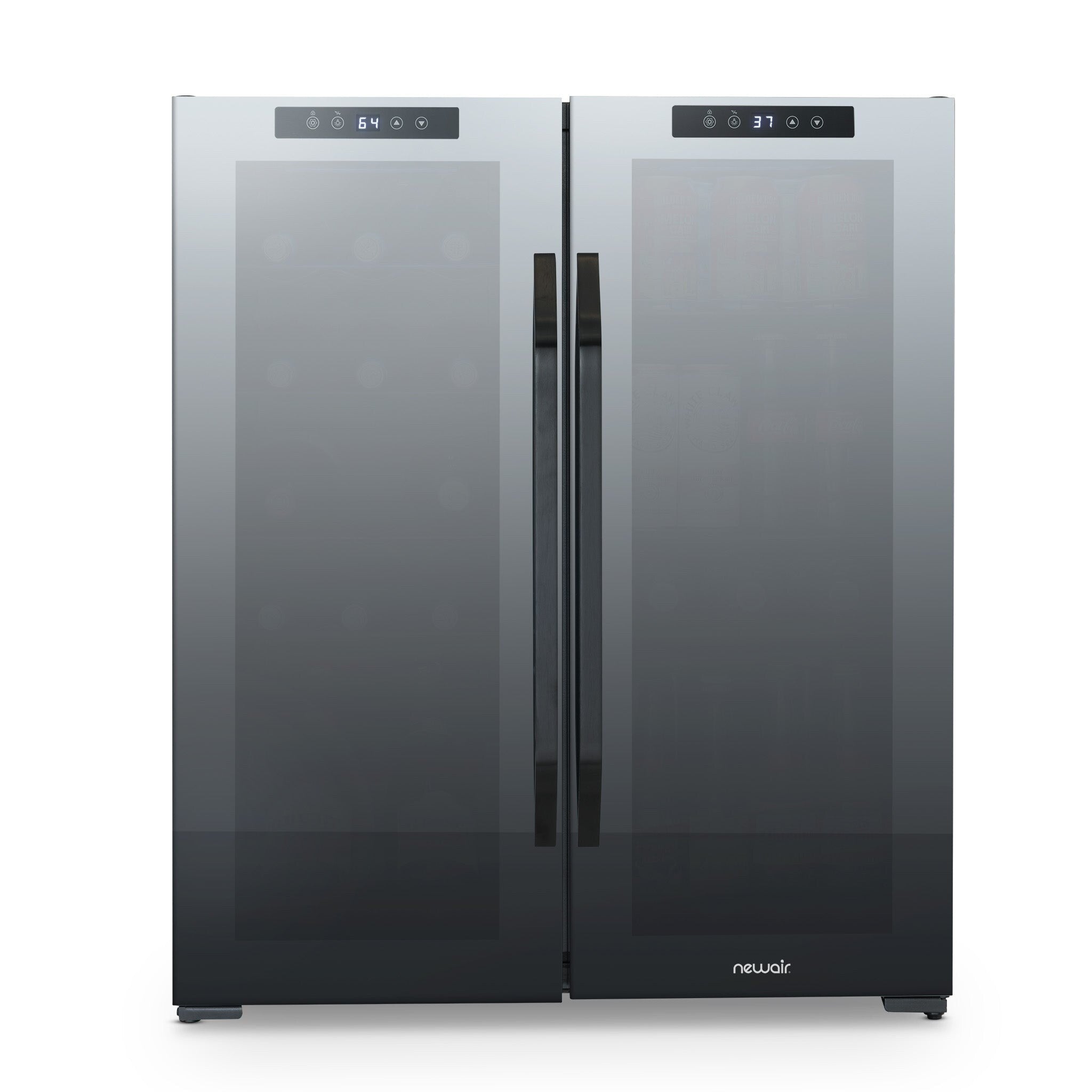 Newair Wine and Beverage Refrigerator, 18 Bottles & 59 Cans, Dual Temperature Zones, Freestanding, Digital Temperature Control