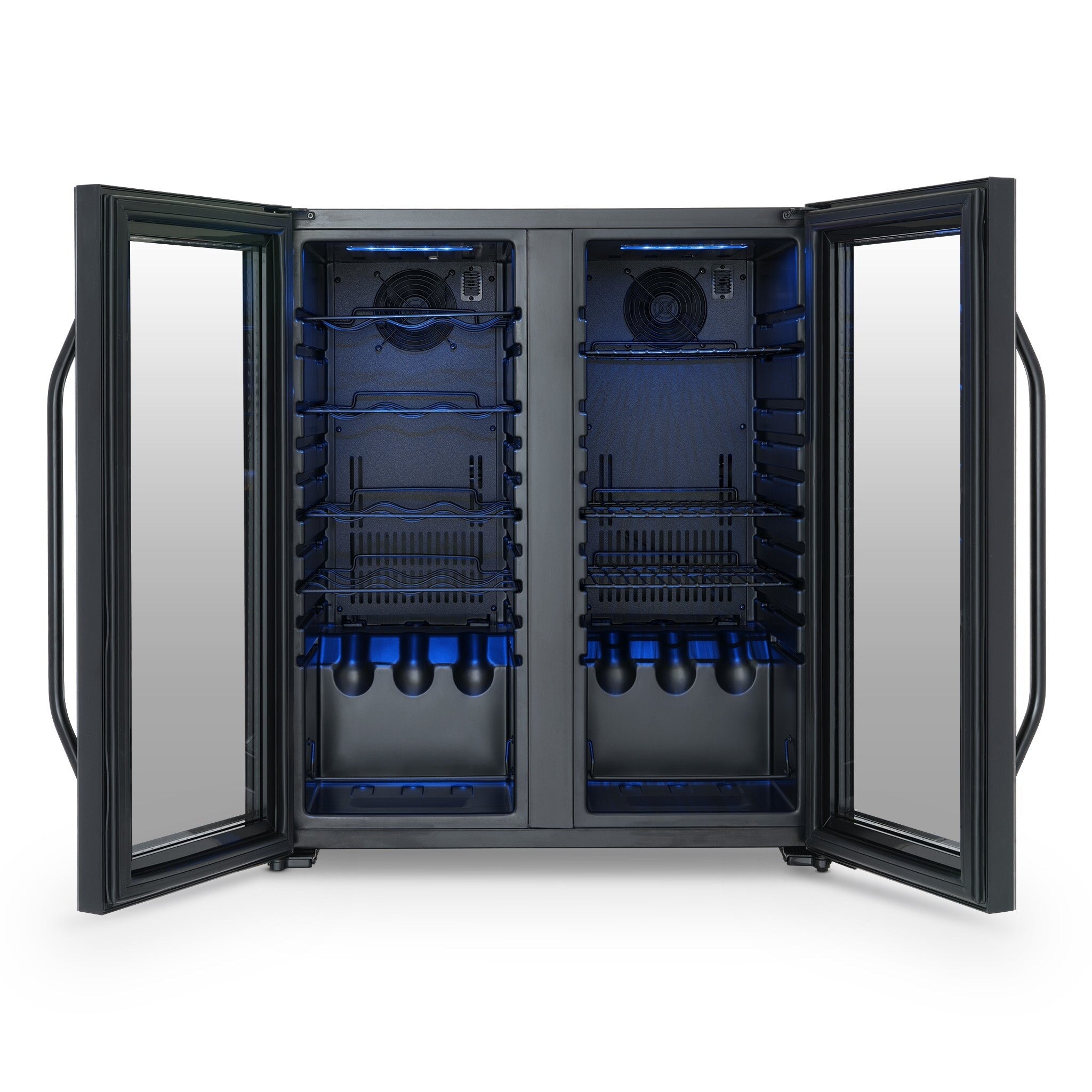 Newair Wine and Beverage Refrigerator, 18 Bottles & 59 Cans, Dual Temperature Zones, Freestanding, Digital Temperature Control