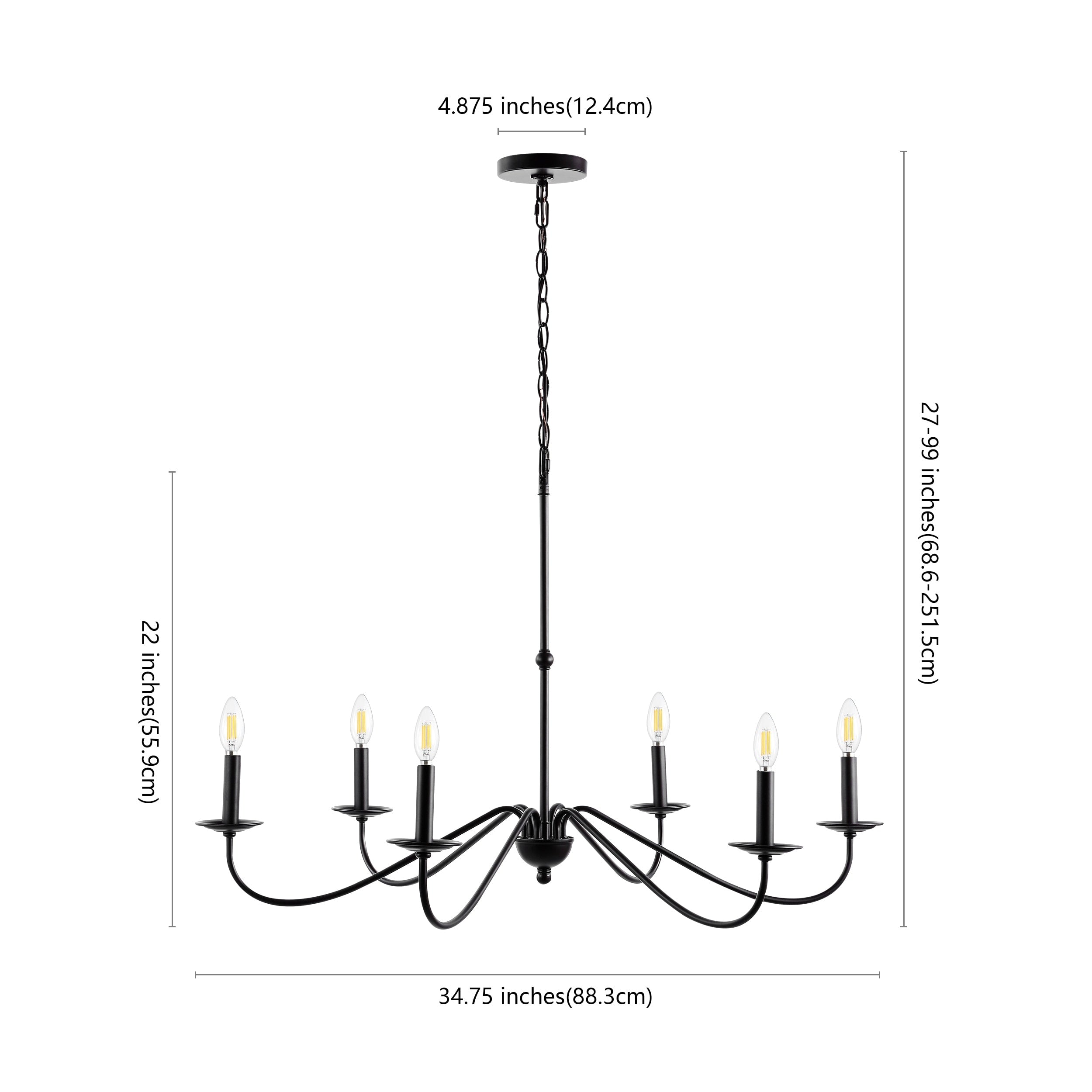 34.75 6-Light Iron LED Chandelier, by JONATHAN Y