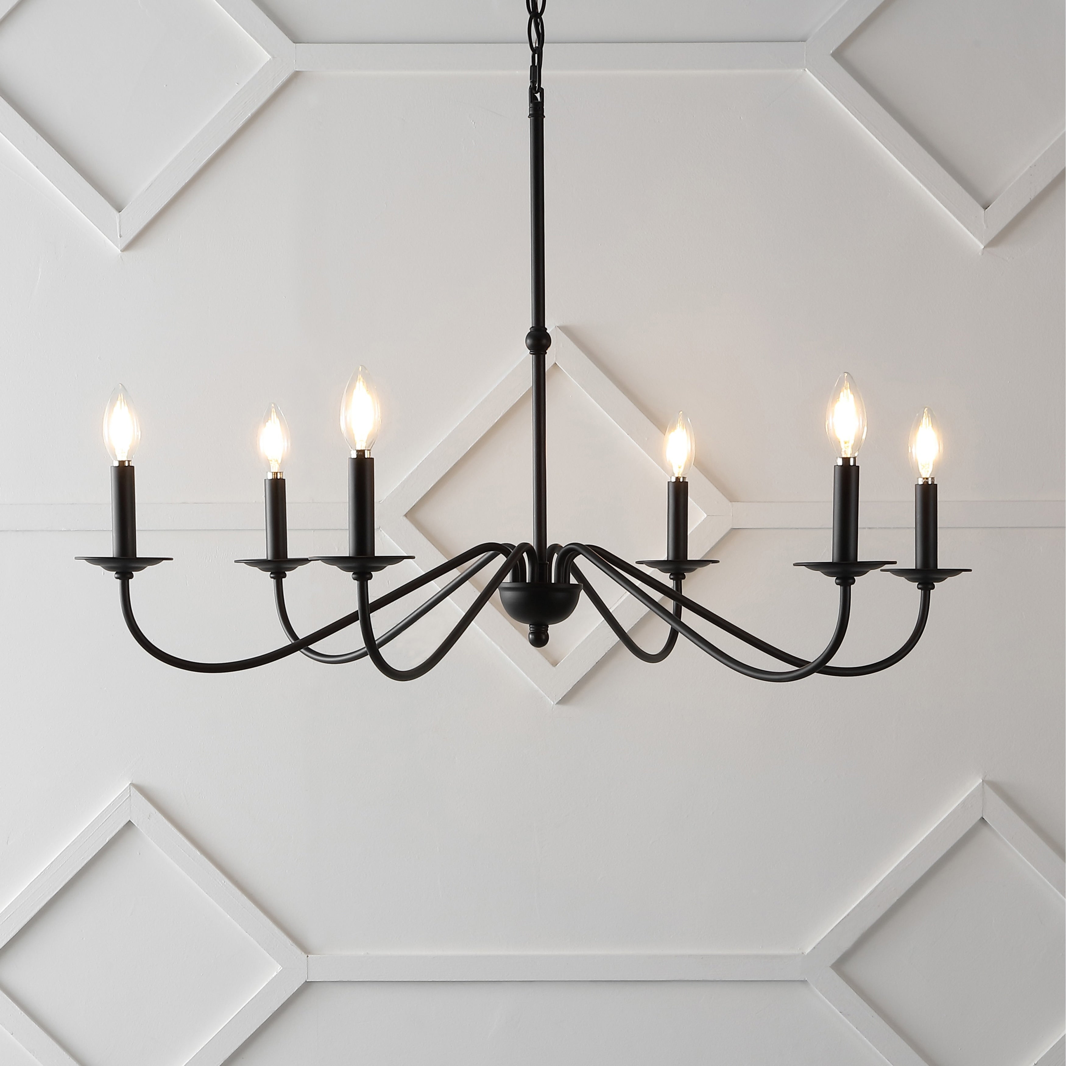 34.75 6-Light Iron LED Chandelier, by JONATHAN Y