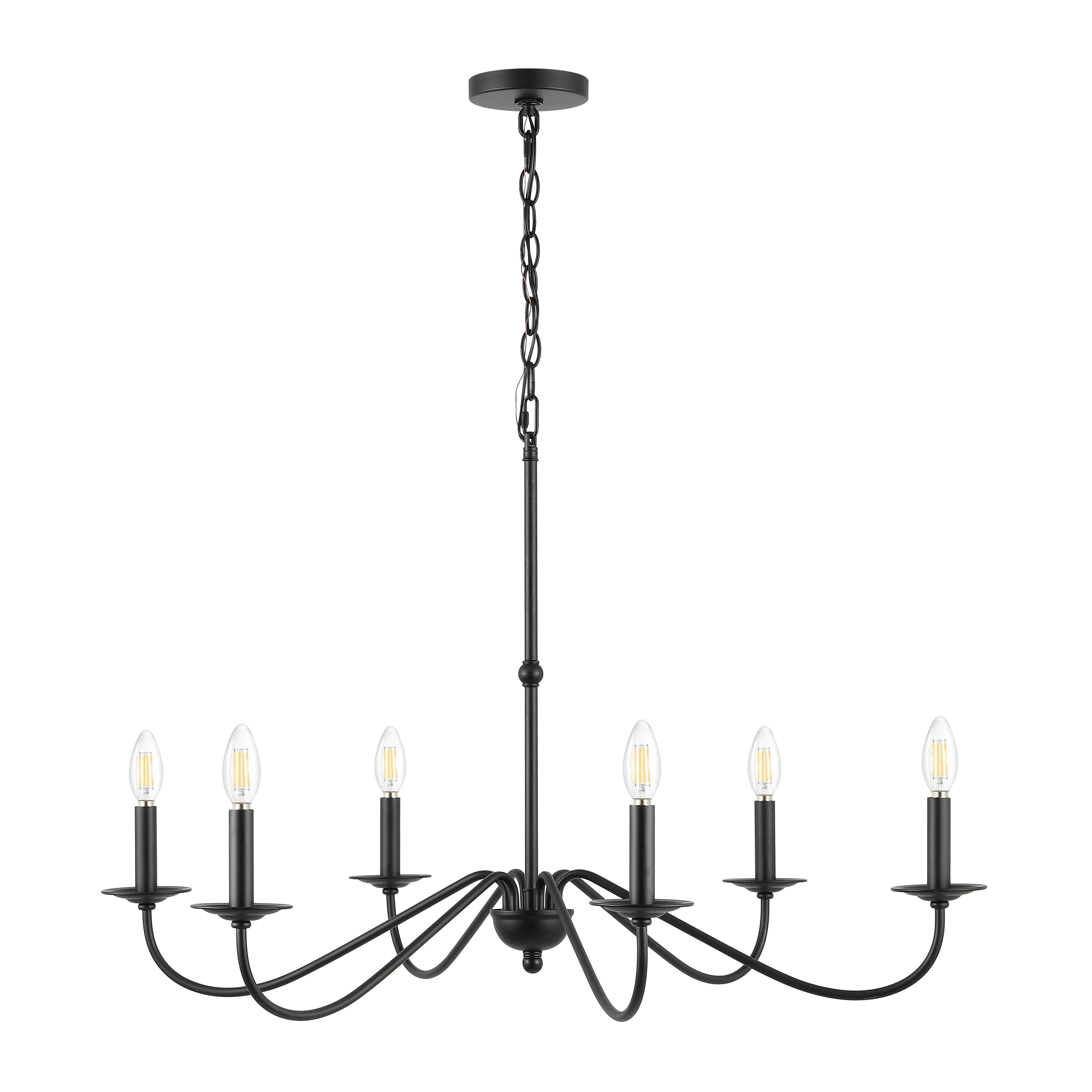 34.75 6-Light Iron LED Chandelier, by JONATHAN Y