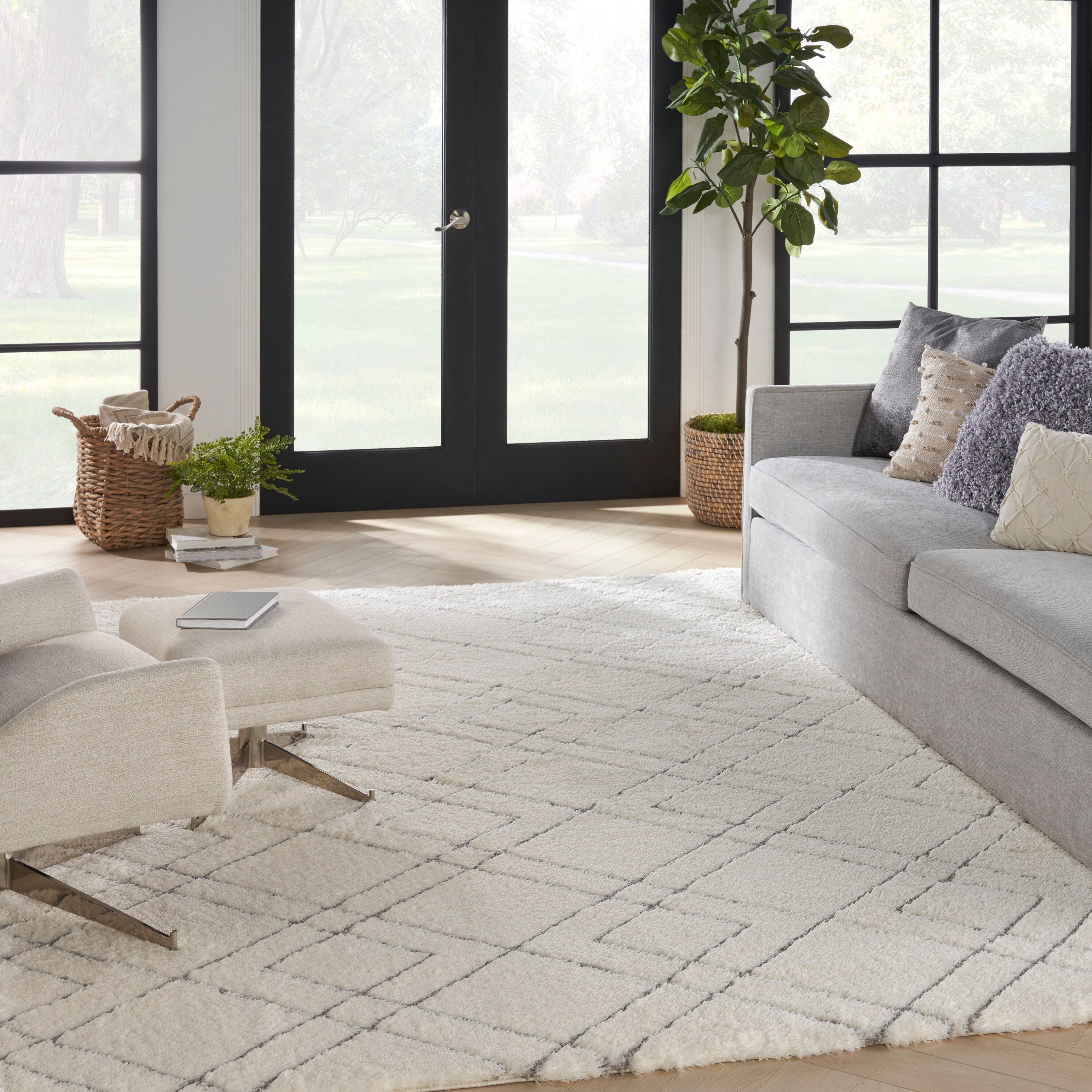 Nourison Luxurious Shag Ultra Plush Pile Abstract Geometric Area Rug