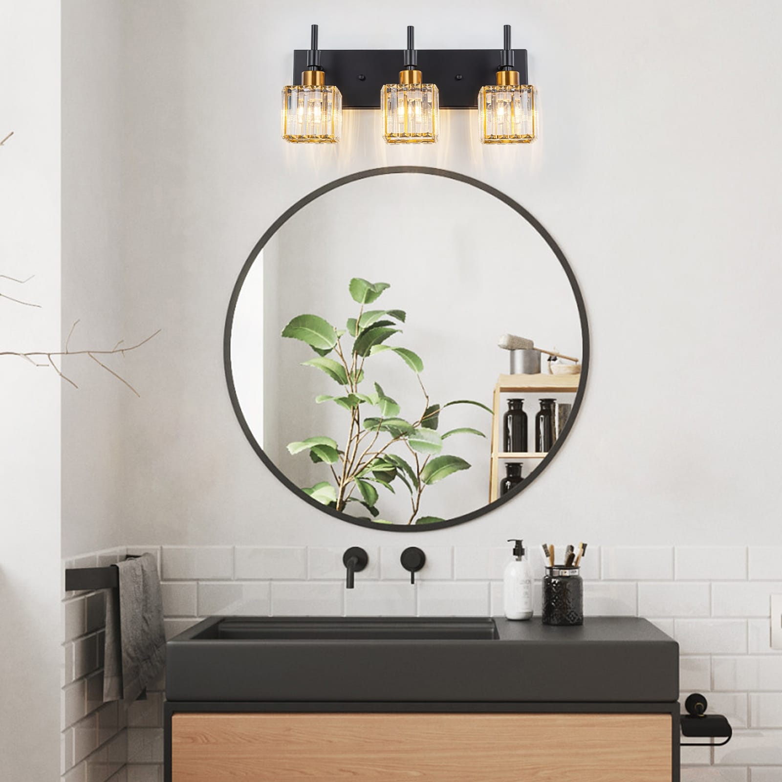 Ora Modern Dimmable Crystal Bathroom Light Fixtures Over Mirror Glam Vanity Lights