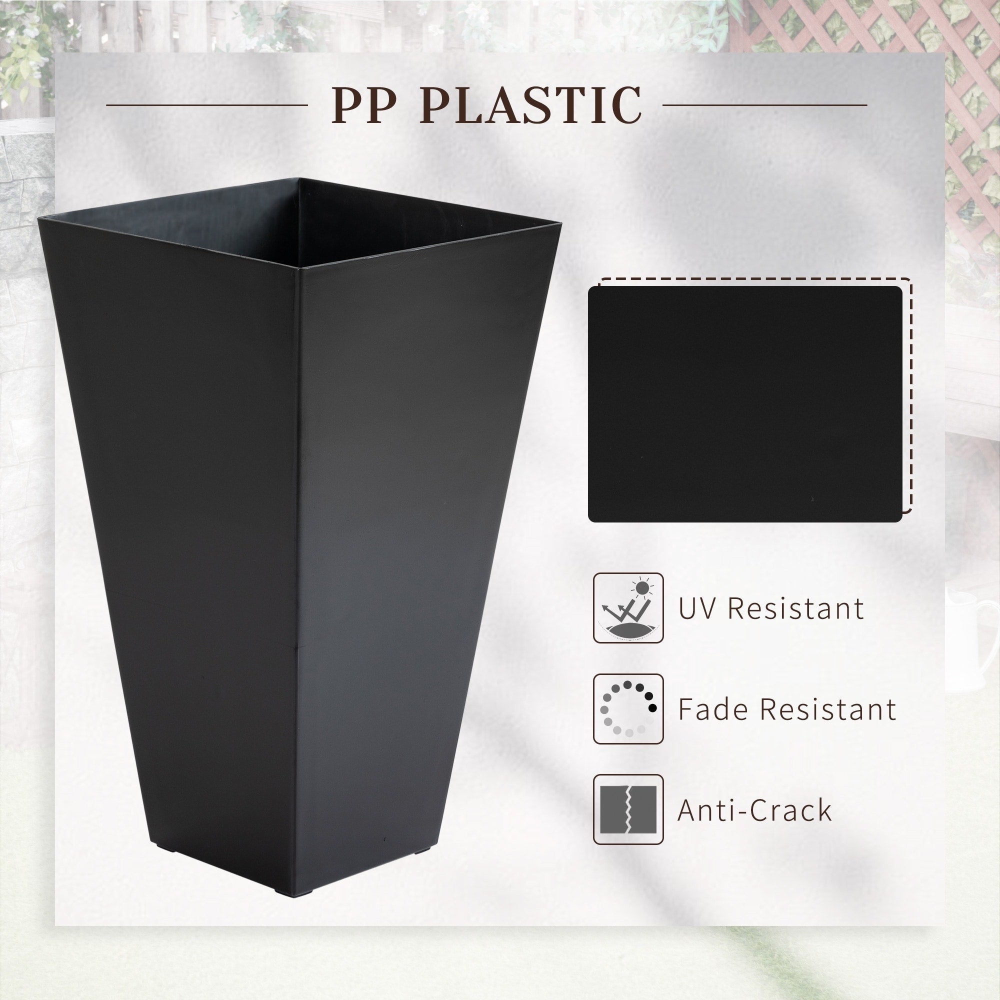 Outsunny 28 Tall Plastic Flower Pot, Set of 3, Large Outdoor & Indoor Plastic Garden Planters, for Entryway, Patio, Yard
