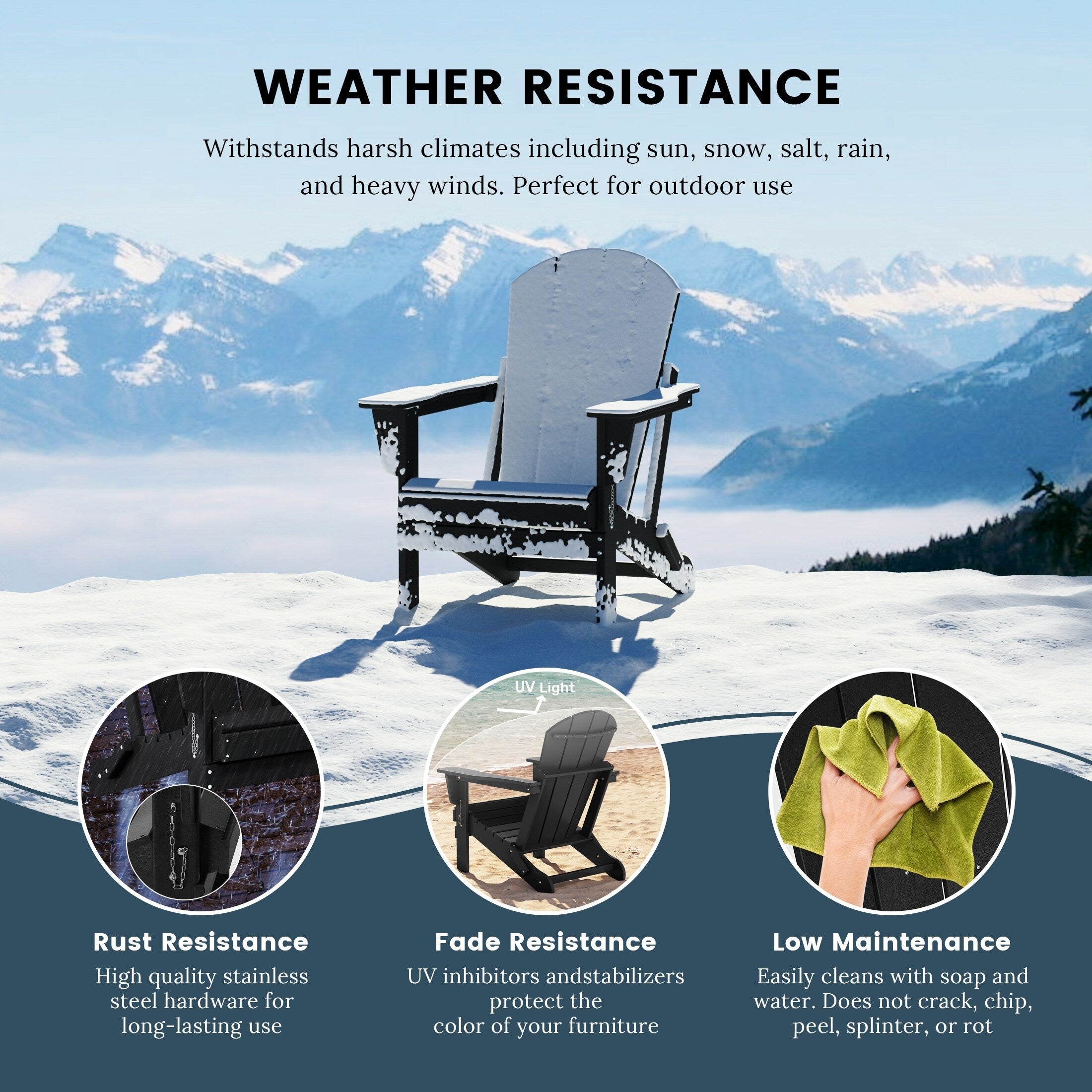Polytrends Laguna Weather Resistant Outdoor Patio Folding Adirondack Chairs (Set of 2)
