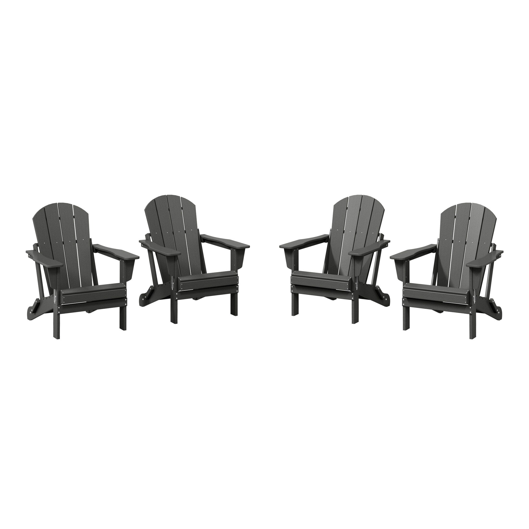 Polytrends Laguna Weather Resistant Outdoor Patio Folding Adirondack Chairs (Set of 4)