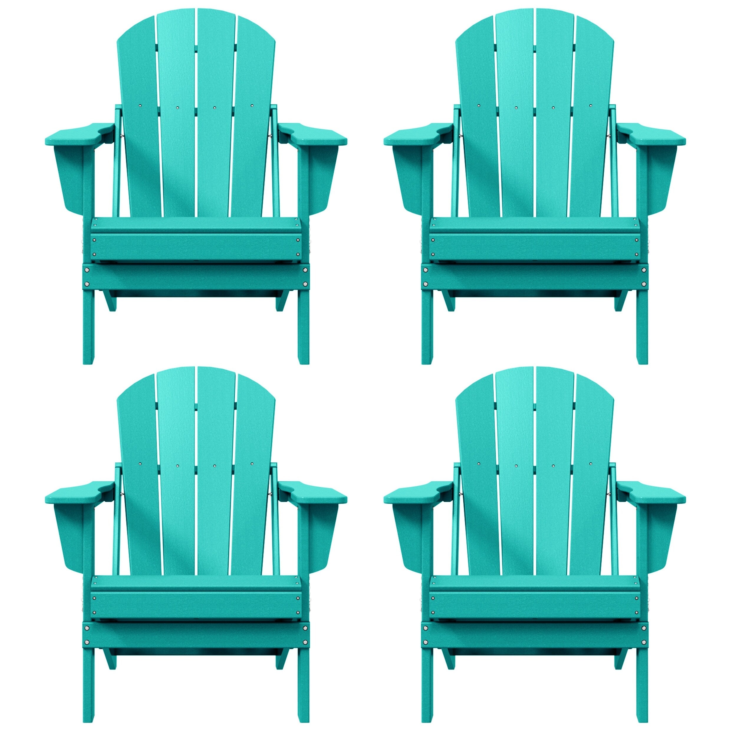 Polytrends Laguna Weather Resistant Outdoor Patio Folding Adirondack Chairs (Set of 4)