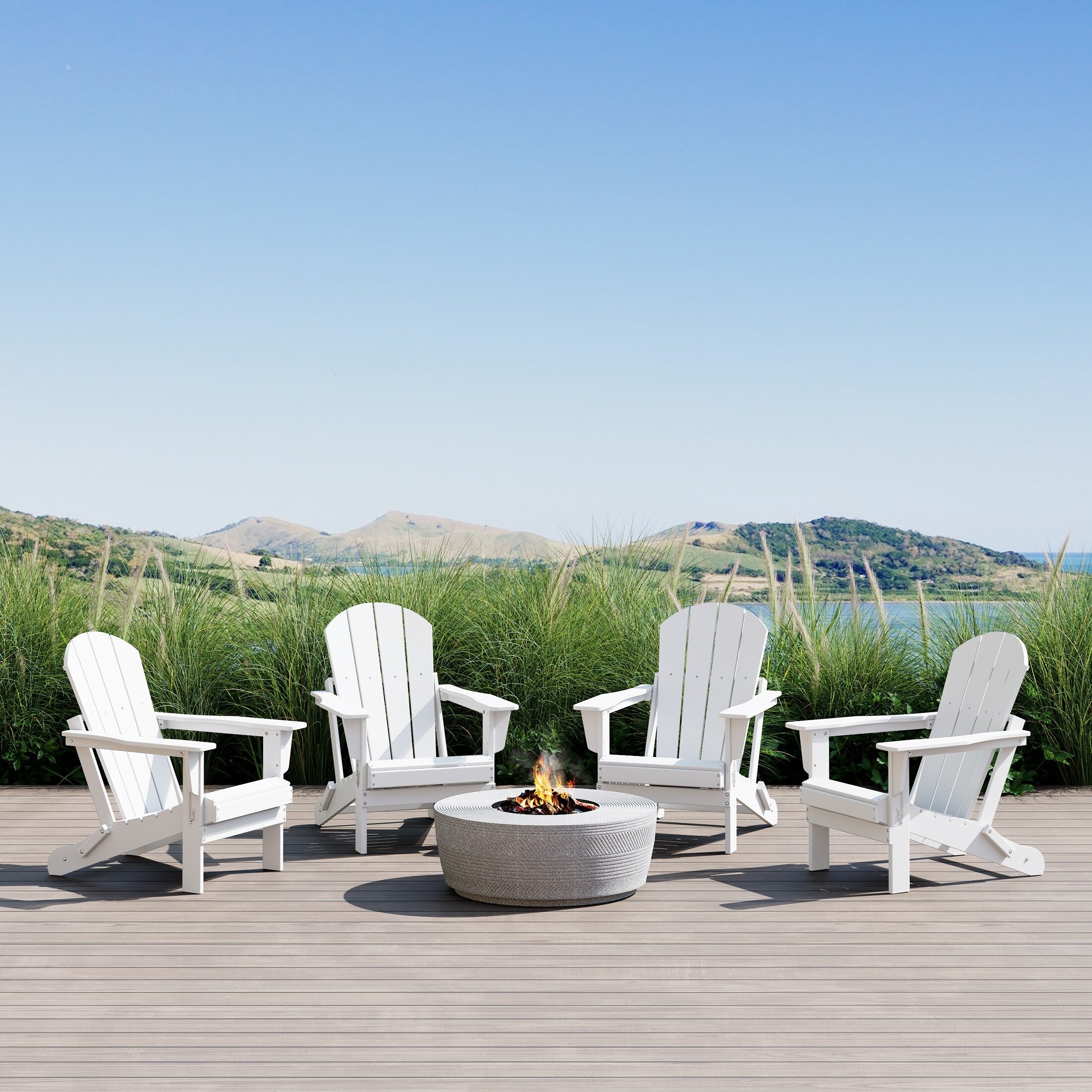 Polytrends Laguna Weather Resistant Outdoor Patio Folding Adirondack Chairs (Set of 4)