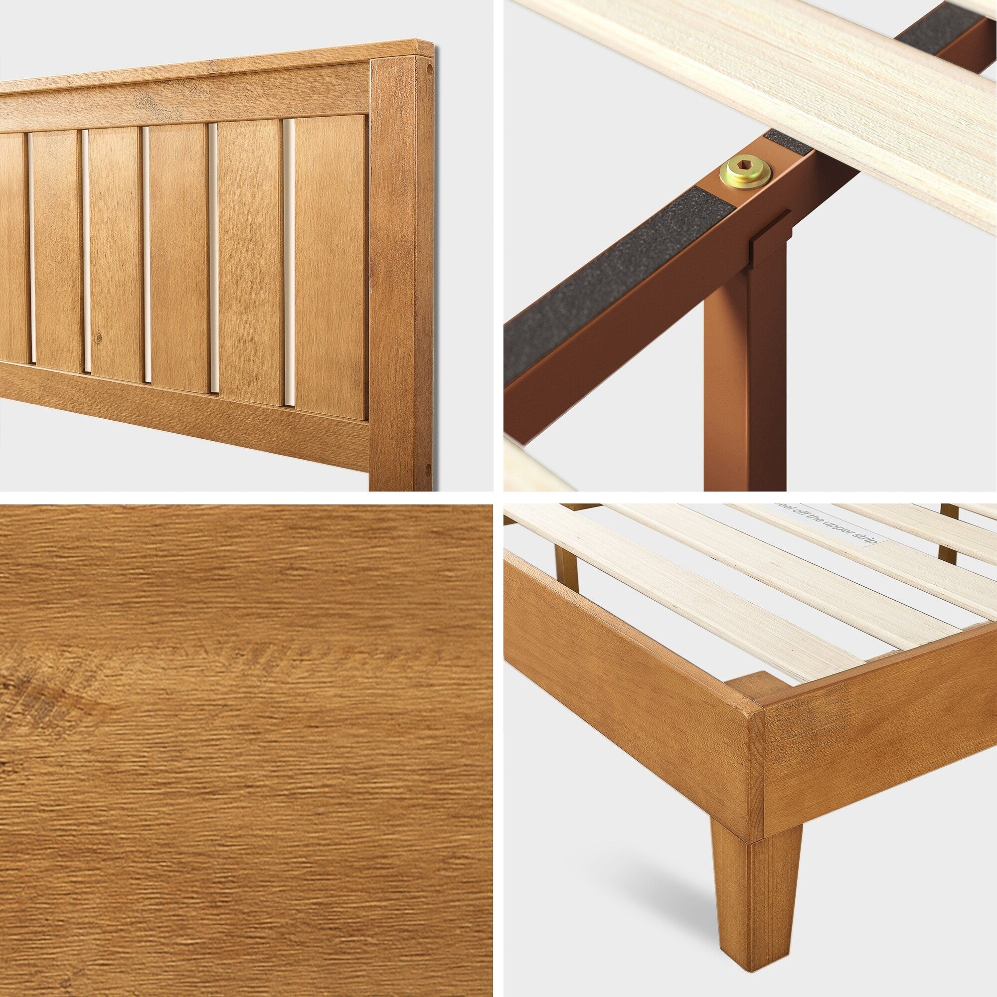 Priage by ZINUS Rustic Pine Deluxe Wood Platform Bed Frame