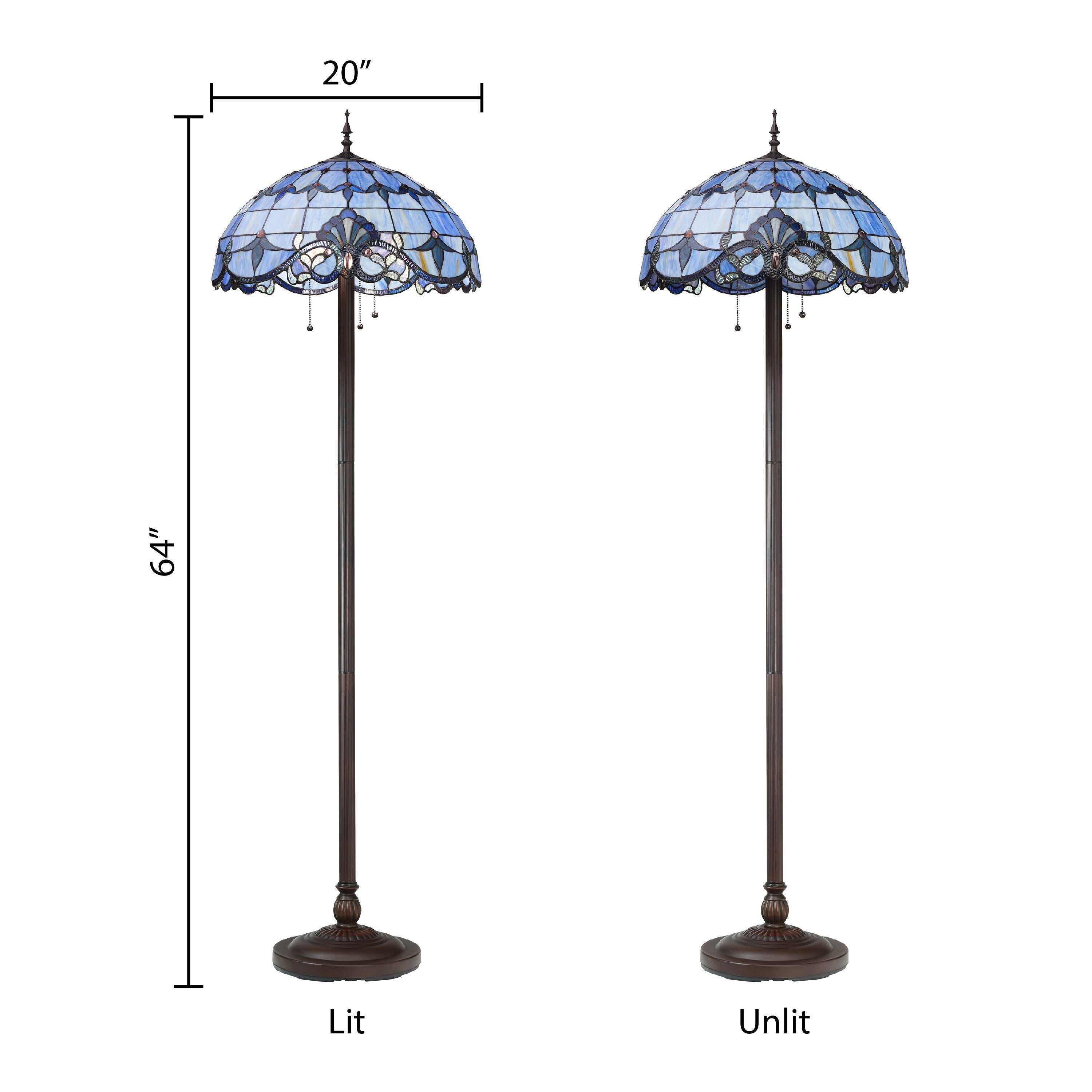 River of Goods Allistar Stained Glass and Resin 3-light 64-inch High Downlight Floor Lamp - 20L x 20W x 64H