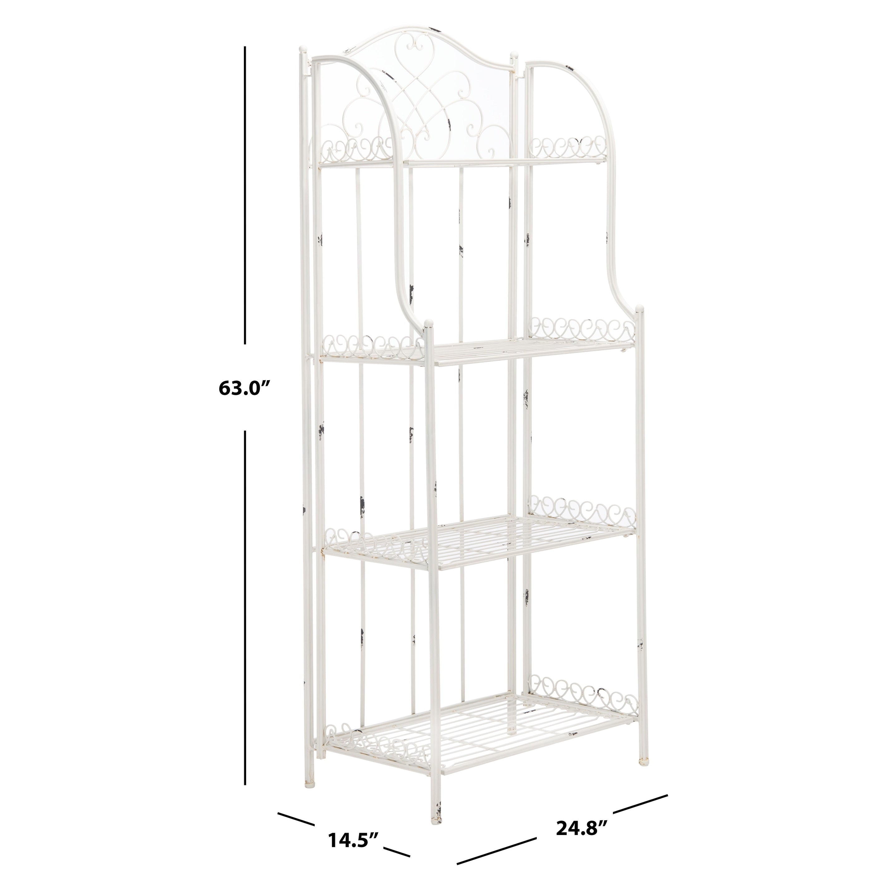SAFAVIEH Bryn Victorian Wrought Iron 4-Tier Outdoor Bakers Rack - 25 In. W x 15 In. D x 63 In. H - 25W x 15D x 63H