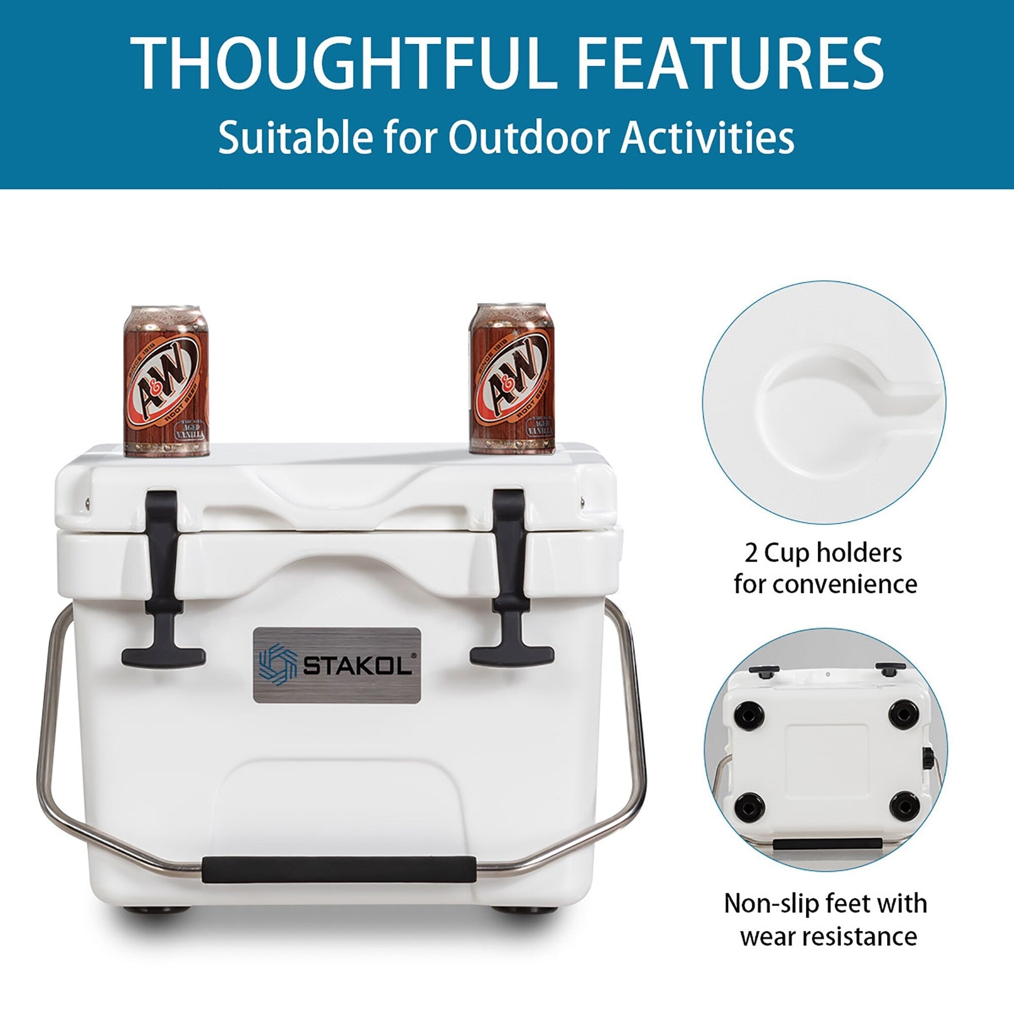 SKTAKOL 16 Quart Cooler Portable Ice Chest Leak-Proof 24 Cans Ice - See Details