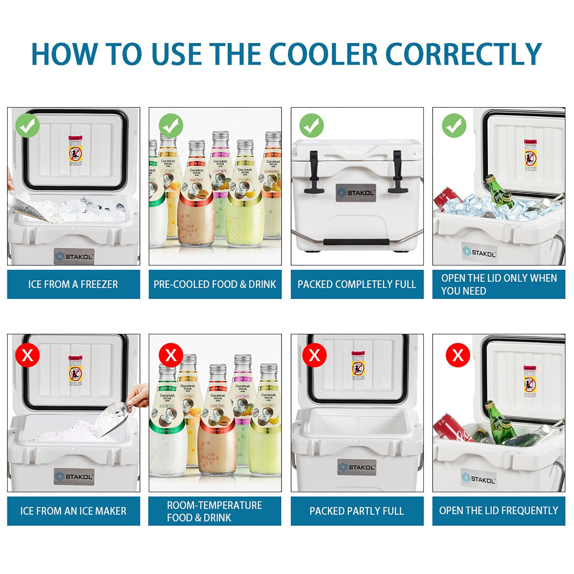 SKTAKOL 16 Quart Cooler Portable Ice Chest Leak-Proof 24 Cans Ice - See Details