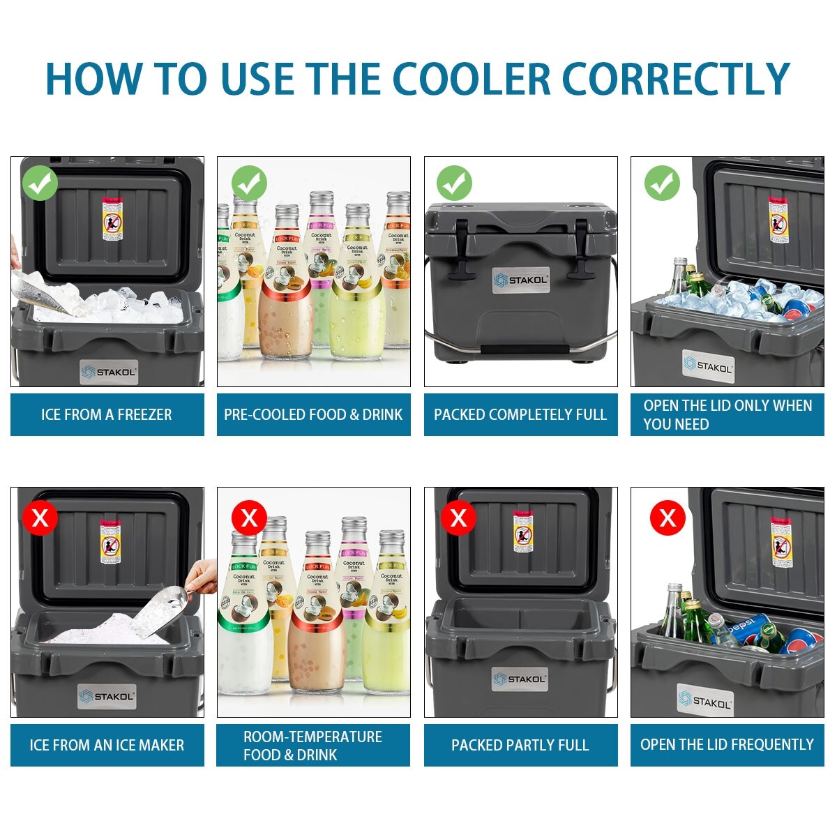 SKTAKOL 16 Quart Cooler Portable Ice Chest Leak-Proof 24 Cans Ice - See Details