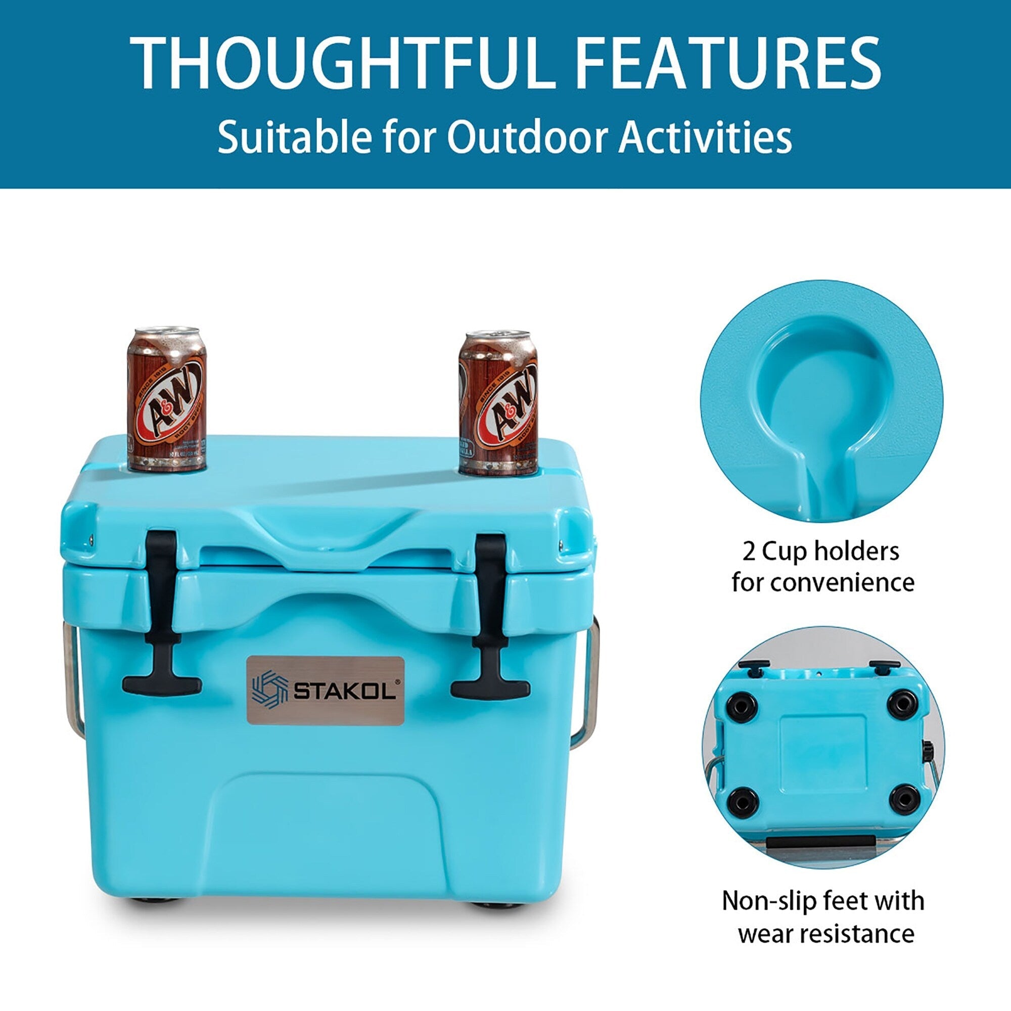 SKTAKOL 16 Quart Cooler Portable Ice Chest Leak-Proof 24 Cans Ice - See Details