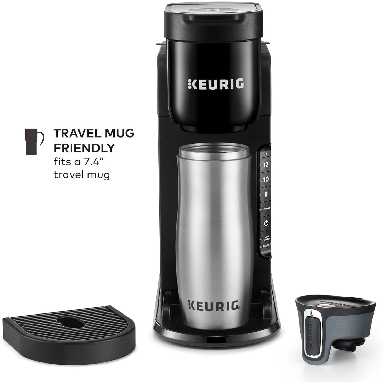 Single Serve K-Cup Coffee Maker, 3 Brew Sizes, Strong Brew, 42oz Reservoir, Black