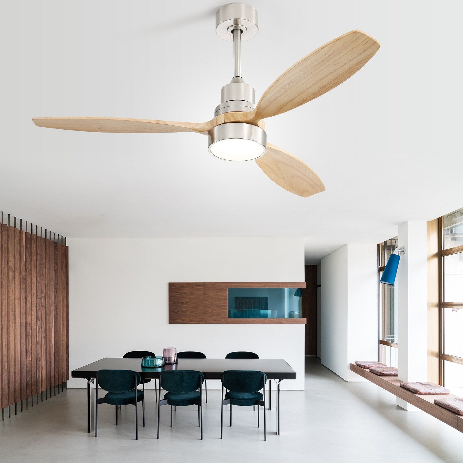 Sofucor 52 Indoor Wood Ceiling Fan Light with Remote, Integrated Light Optional