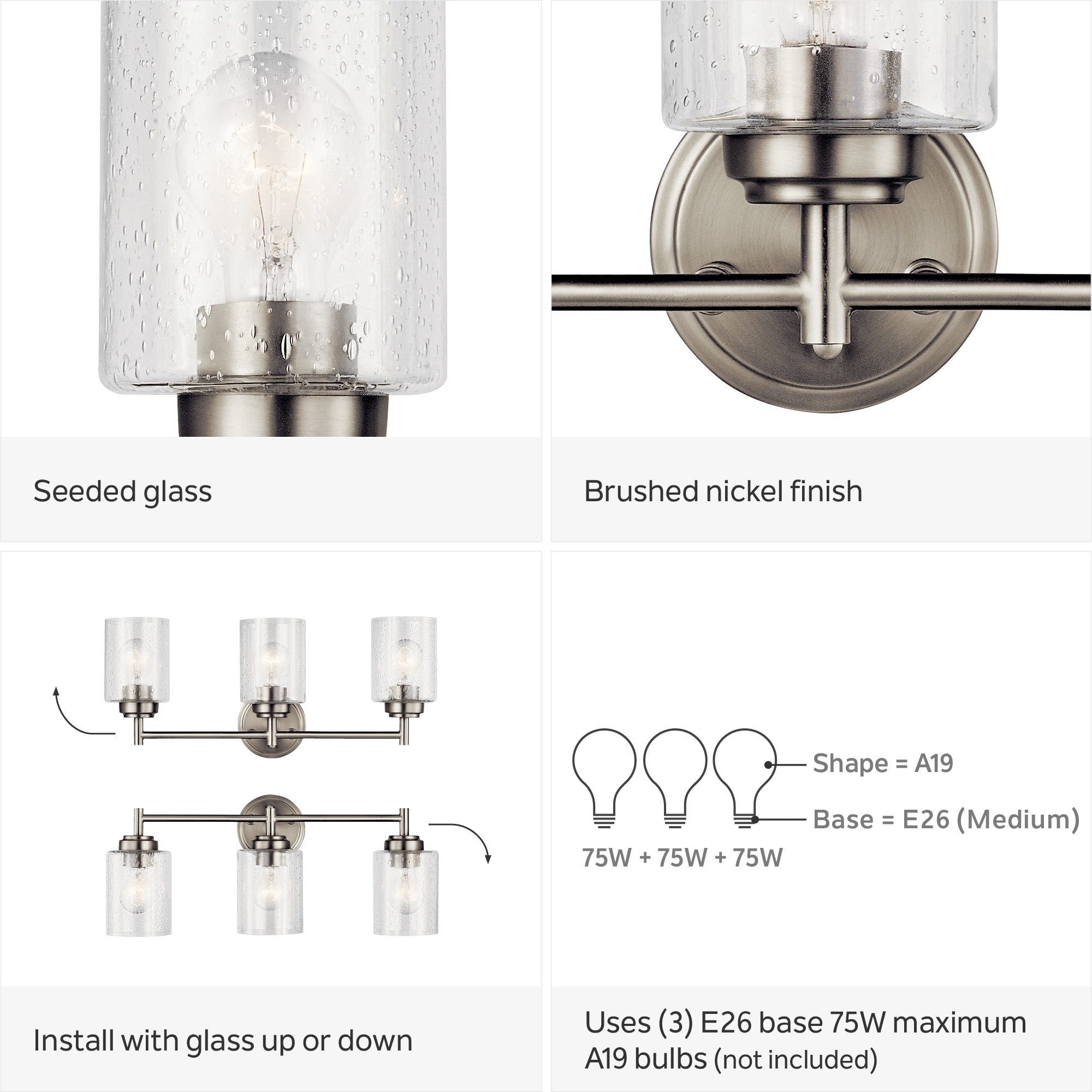 Kichler Lighting Winslow 3-light Brushed Nickel Bath Vanity Light