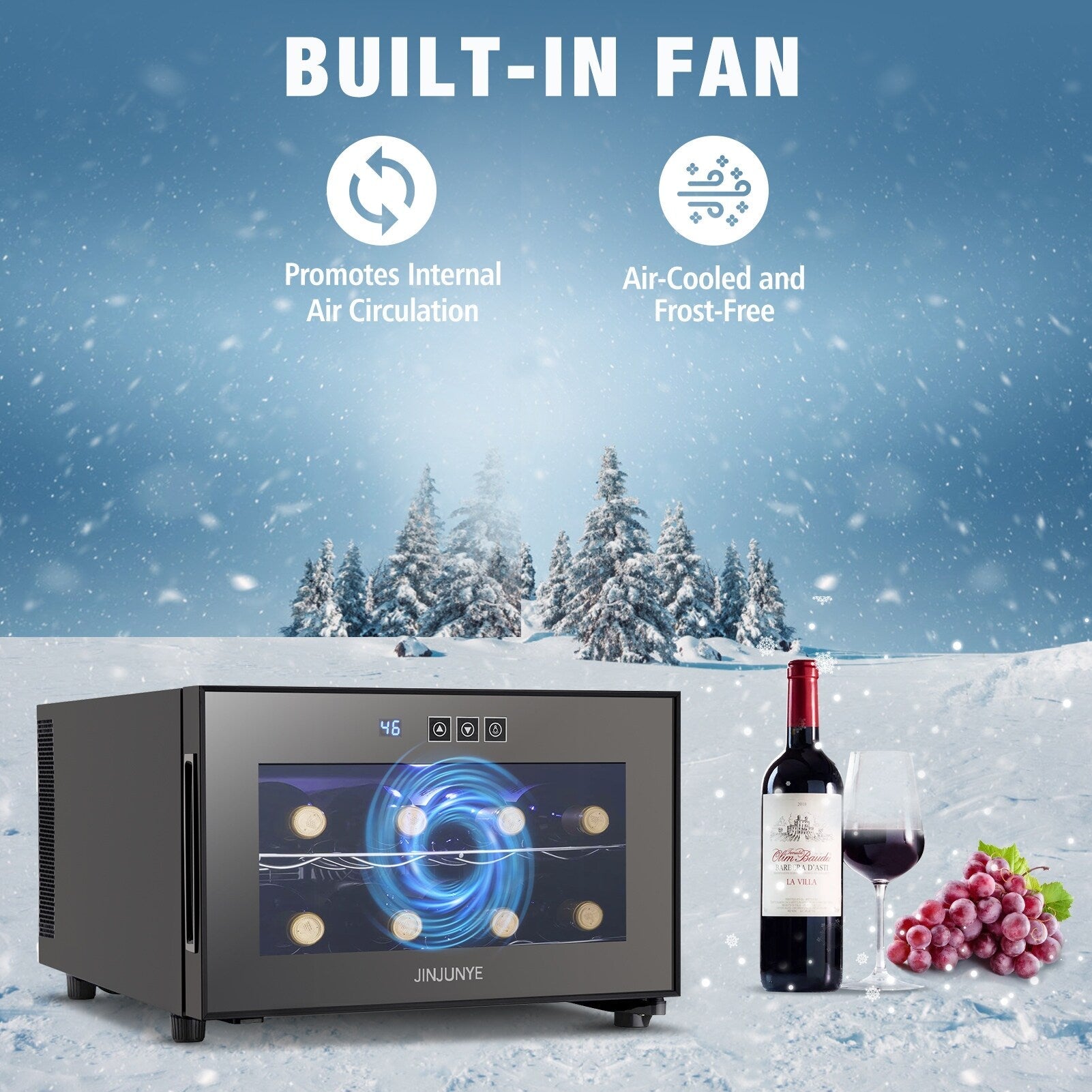 Versatile 8 - bottle Beverage Cooler(46 - 66°F): Sleek Design and Ultra - quiet Operation for Home Use
