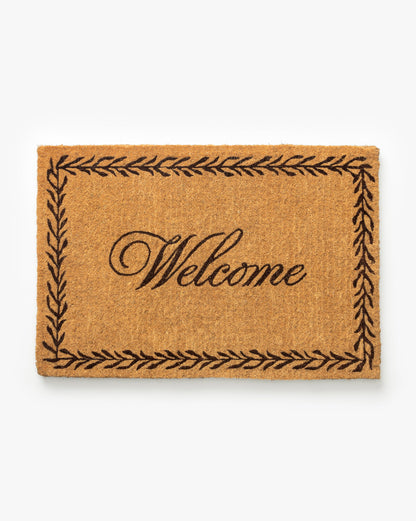 Paillasson de bienvenue avec bordure en feuilles
